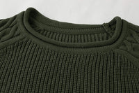 Herren Strickpullover mit Zopfmuster und Rundhalsausschnitt-Luzern Mode