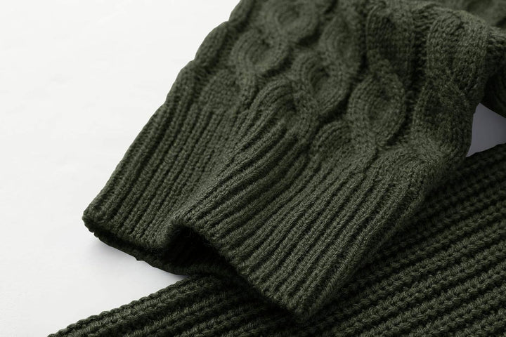 Herren Strickpullover mit Zopfmuster und Rundhalsausschnitt-Luzern Mode