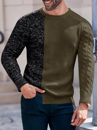 Herren Strickpullover mit Zopfmuster und Rundhalsausschnitt-Luzern Mode
