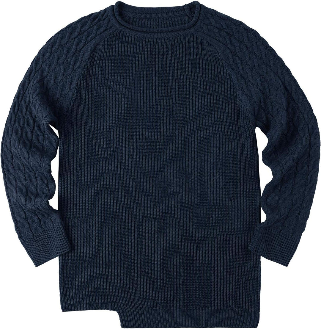 Herren Strickpullover mit Zopfmuster und Rundhalsausschnitt-Luzern Mode