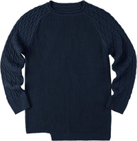 Herren Strickpullover mit Zopfmuster und Rundhalsausschnitt-Luzern Mode