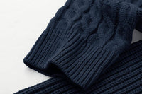 Herren Strickpullover mit Zopfmuster und Rundhalsausschnitt-Luzern Mode