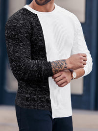 Herren Strickpullover mit Zopfmuster und Rundhalsausschnitt-Luzern Mode
