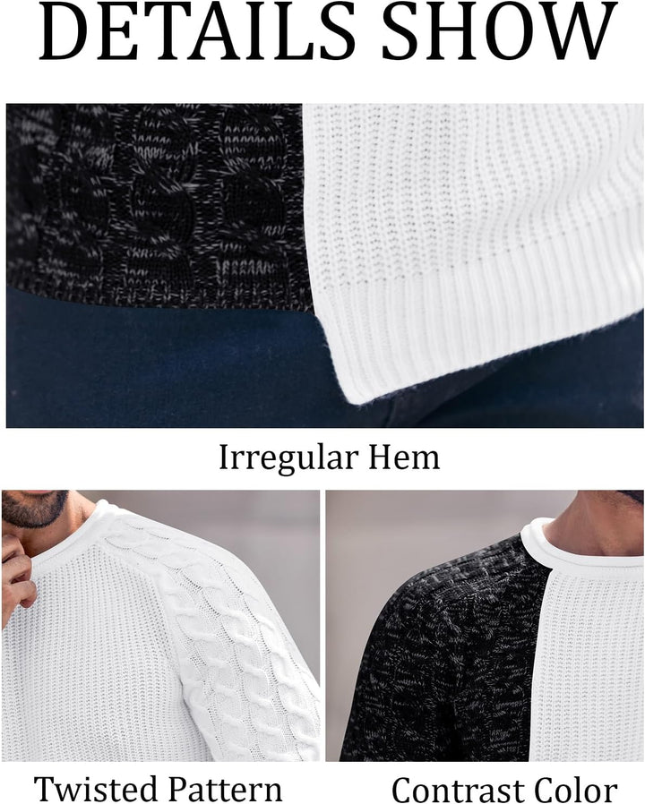 Herren Strickpullover mit Zopfmuster und Rundhalsausschnitt-Luzern Mode