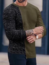 Herren Strickpullover mit Zopfmuster und Rundhalsausschnitt-Luzern Mode