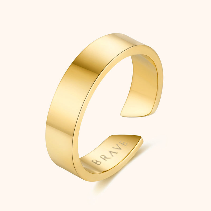 Herrenring | Robust Verstellbar Einzigartig Schlicht Silber Gold Stilvoll Breit-Gold-Luzern Mode