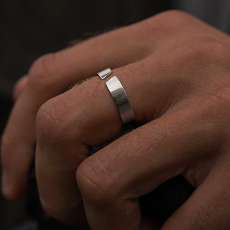 Herrenring | Robust Verstellbar Einzigartig Schlicht Silber Gold Stilvoll Breit-Luzern Mode
