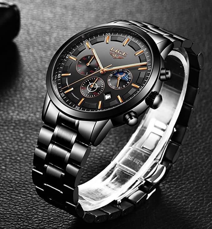 Herren Chronograph Armbanduhr Wasserdicht Edelstahl Uhr-Luzern Mode