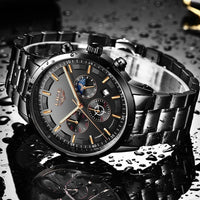 Herren Chronograph Armbanduhr Wasserdicht Edelstahl Uhr-Luzern Mode