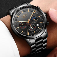 Herren Chronograph Armbanduhr Wasserdicht Edelstahl Uhr-Luzern Mode