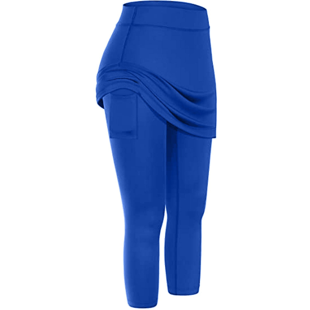 Rock-Leggings | Seitentaschen | Sportlich | Knöchellang | Einfarbig-Blau-S-Luzern Mode