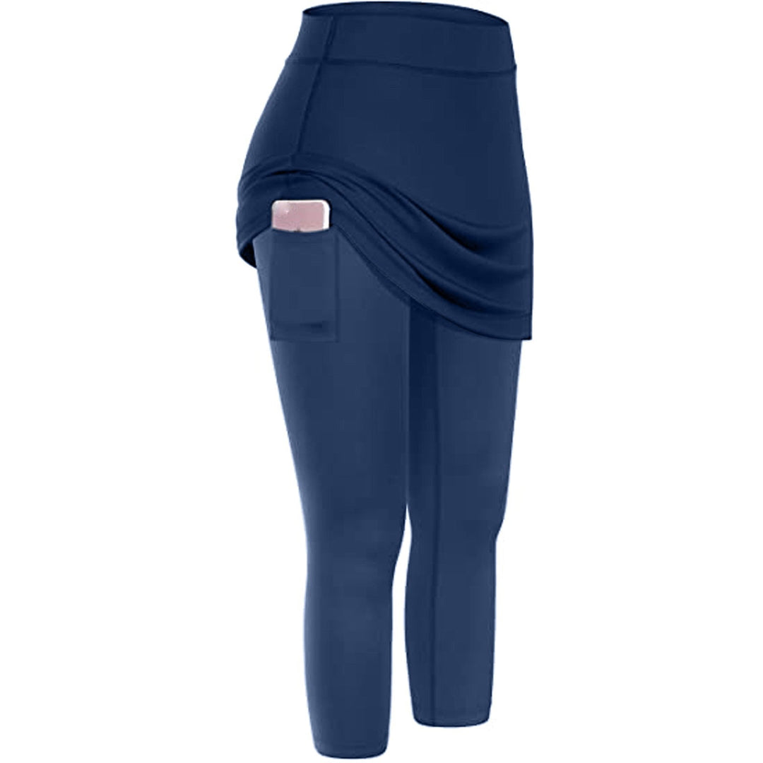 Rock-Leggings | Seitentaschen | Sportlich | Knöchellang | Einfarbig-Dunkelblau-S-Luzern Mode