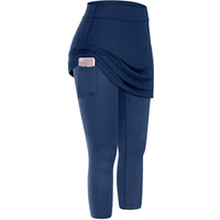 Rock-Leggings | Seitentaschen | Sportlich | Knöchellang | Einfarbig-Dunkelblau-S-Luzern Mode