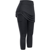 Rock-Leggings | Seitentaschen | Sportlich | Knöchellang | Einfarbig-Schwarz-S-Luzern Mode