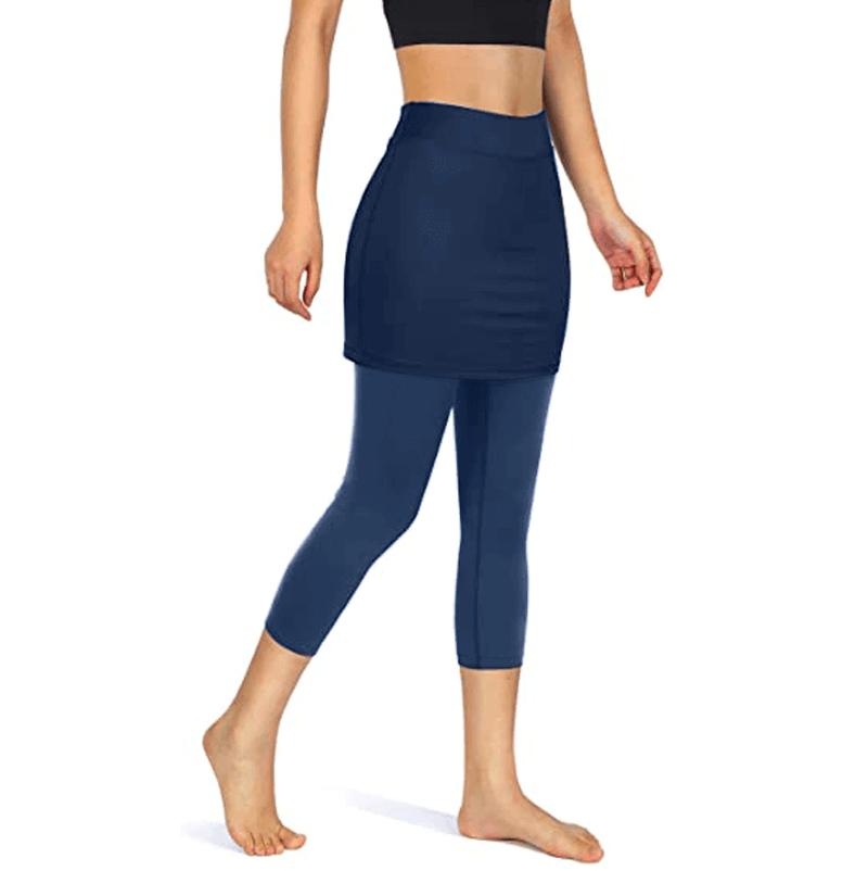 Rock-Leggings | Seitentaschen | Sportlich | Knöchellang | Einfarbig-Luzern Mode