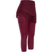 Rock-Leggings | Seitentaschen | Sportlich | Knöchellang | Einfarbig-Weinrot-S-Luzern Mode