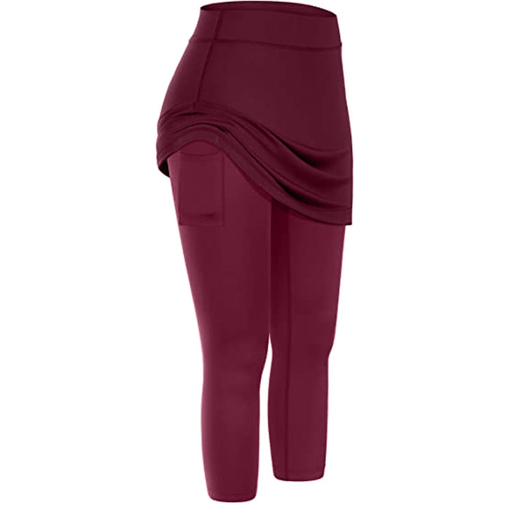 Rock-Leggings | Seitentaschen | Sportlich | Knöchellang | Einfarbig-Weinrot-S-Luzern Mode