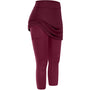 Rock-Leggings | Seitentaschen | Sportlich | Knöchellang | Einfarbig-Weinrot-S-Luzern Mode