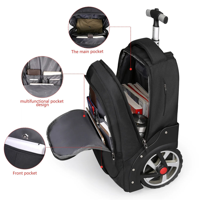 Gepäck-Rucksack | Rollbar | Reißverschlüsse | Leicht | Schwarz-Luzern Mode