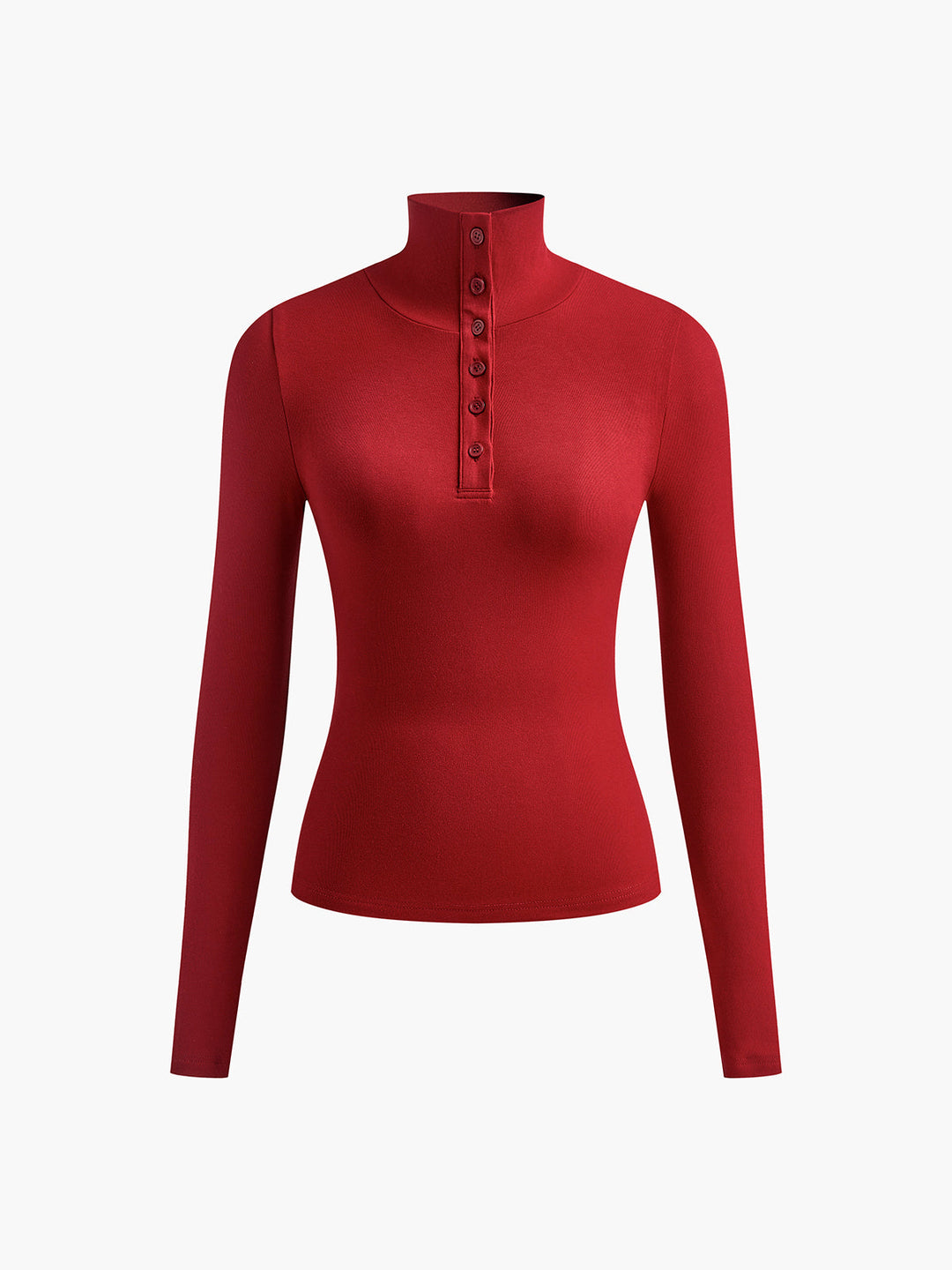 Damen Rollkragenpullover mit Knopfleiste - Eleganter Look-Bordeaux-XS-Luzern Mode