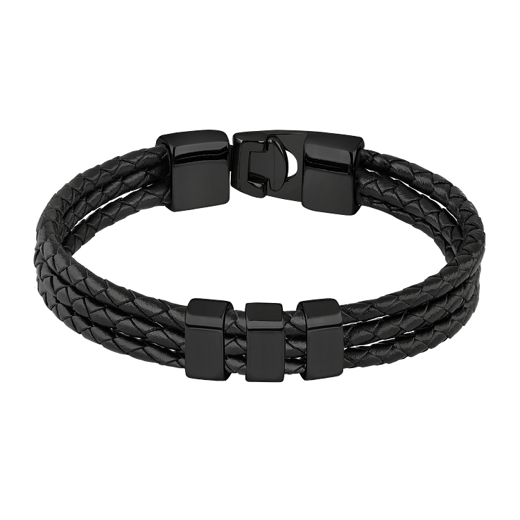 Herren Armband | Charms Stilvoll Robust Langlebig Leder Einzigartig Geschenk-Schwarz-Luzern Mode