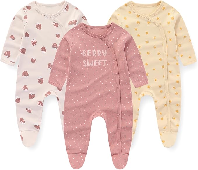 Dreierpack Baby Strampler Set - Weiche Bio-Baumwolle-SET B-3 -6 Monate-Luzern Mode