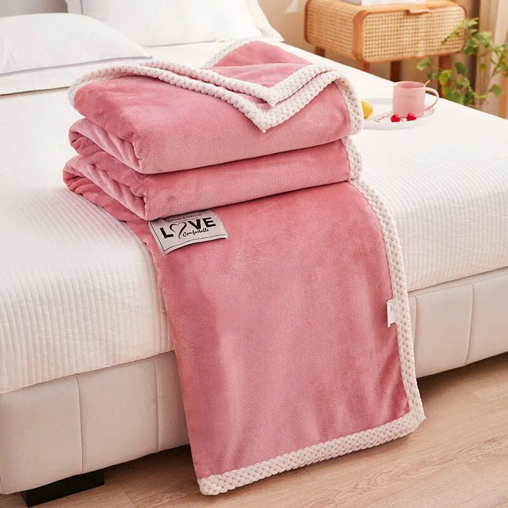 Rosa Decke | Fleece Warm Komfortabel Weich Uni Flanell Langlebig-Luzern Mode