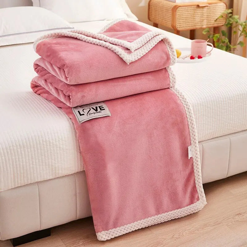 Rosa Decke | Fleece Warm Komfortabel Weich Uni Flanell Langlebig-Luzern Mode