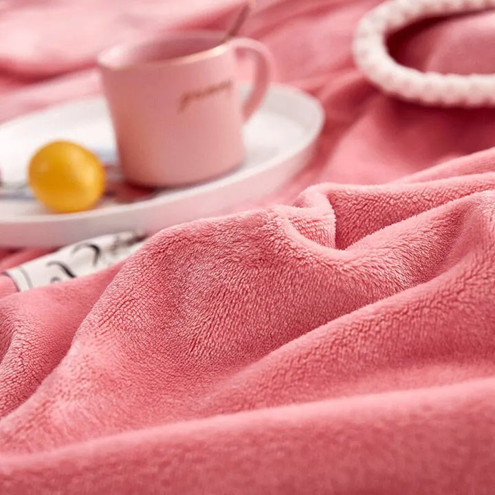 Rosa Decke | Fleece Warm Komfortabel Weich Uni Flanell Langlebig-Luzern Mode