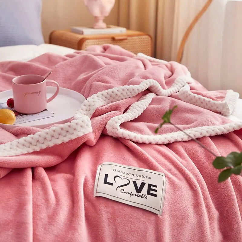 Rosa Decke | Fleece Warm Komfortabel Weich Uni Flanell Langlebig-Luzern Mode