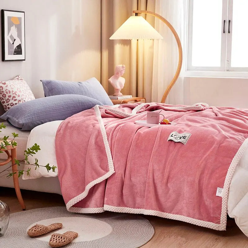Rosa Decke | Fleece Warm Komfortabel Weich Uni Flanell Langlebig-Luzern Mode