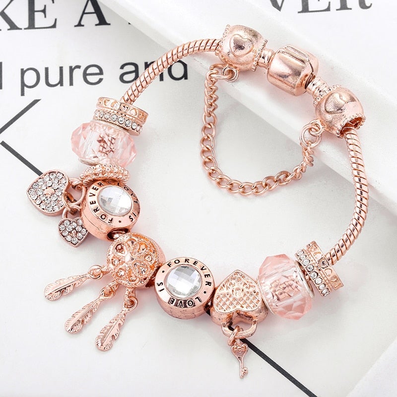 Armband für Damen | Roségold | Traumfänger | Charms | Sterling Silber-Luzern Mode