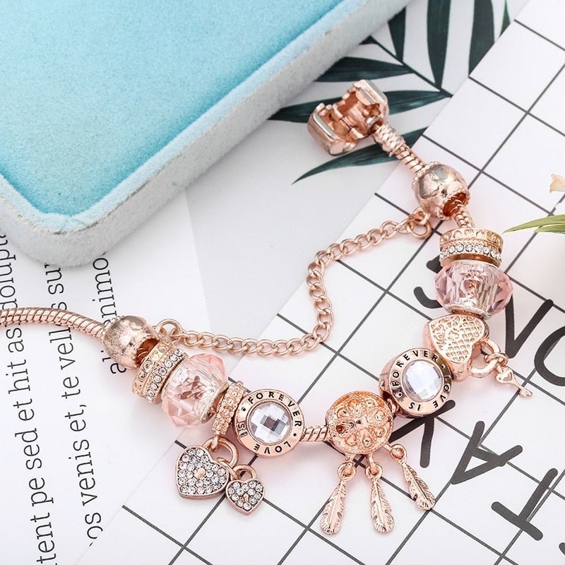 Armband für Damen | Roségold | Traumfänger | Charms | Sterling Silber-Luzern Mode