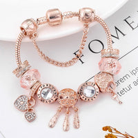 Armband für Damen | Roségold | Traumfänger | Charms | Sterling Silber-16cm-Luzern Mode