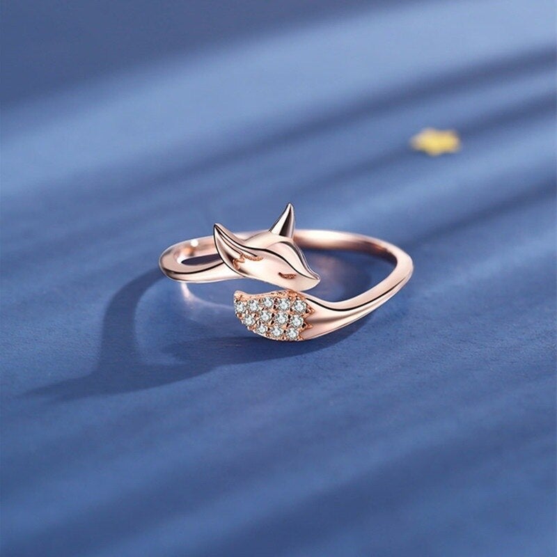 Ring für Damen | Verstellbar | Rosé-Silber | Fuchs-Design | Elegant-Luzern Mode