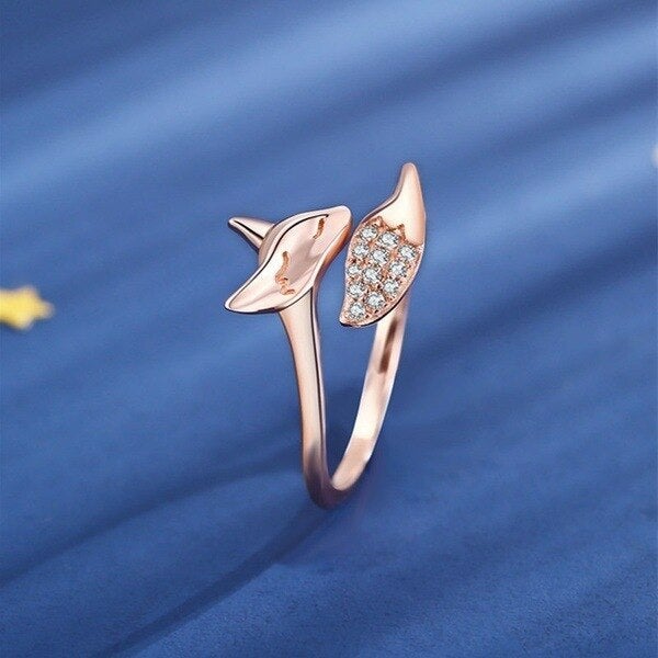 Ring für Damen | Verstellbar | Rosé-Silber | Fuchs-Design | Elegant-Luzern Mode