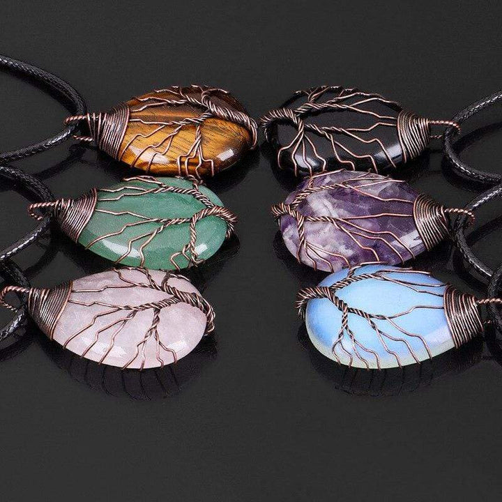 Kette mit Tropfenanhänger | Rosenquarz Boho Handgemacht Stilvoll-Luzern Mode