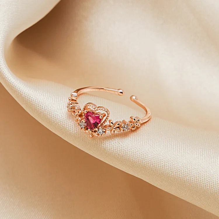 Damenring | Roter Kristall Roségold Stilvoll Einzigartig Verstellbar-Luzern Mode