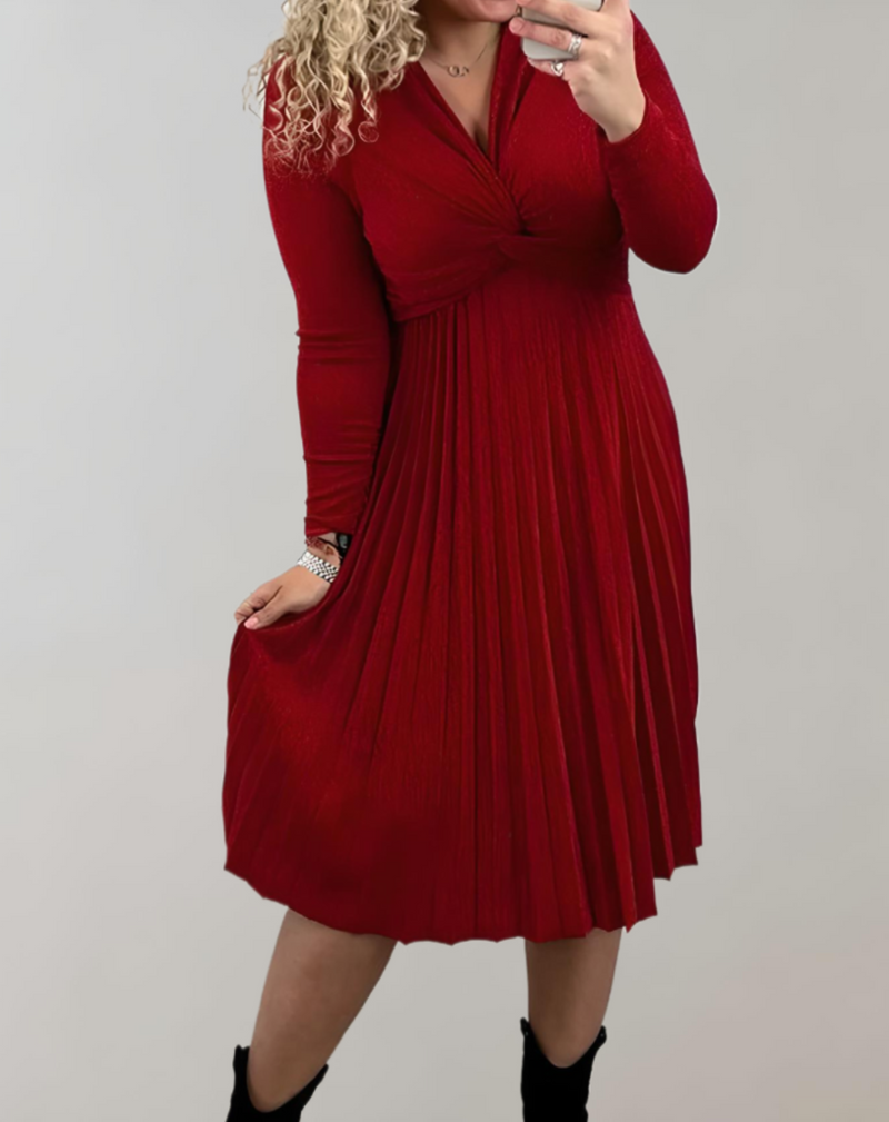 Elegantes Damenkleid mit Plissee-Design für besondere Anlässe-Luzern Mode