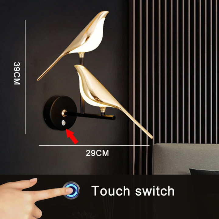 Rotierende LED-Wandleuchte | Vogel Stilvoll Einzigartig Stimmungsvolles Licht Langlebig Innen-2 Köpfe mit Touch-Schalter-Weißes Licht-Luzern Mode