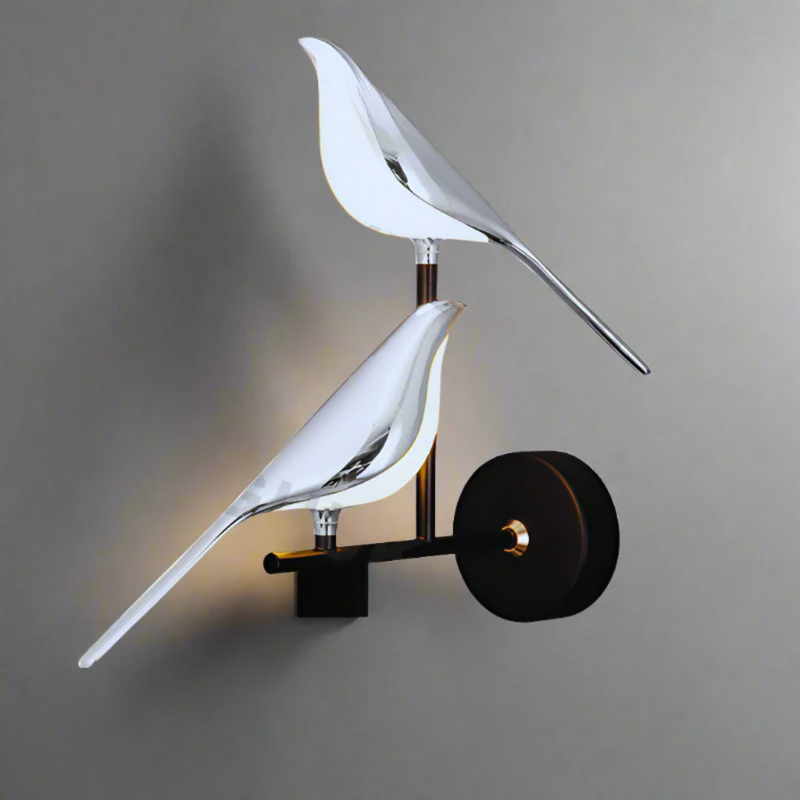 Rotierende LED-Wandleuchte | Vogel Stilvoll Einzigartig Stimmungsvolles Licht Langlebig Innen-2 Köpfe Silberfarben-Weißes Licht-Luzern Mode