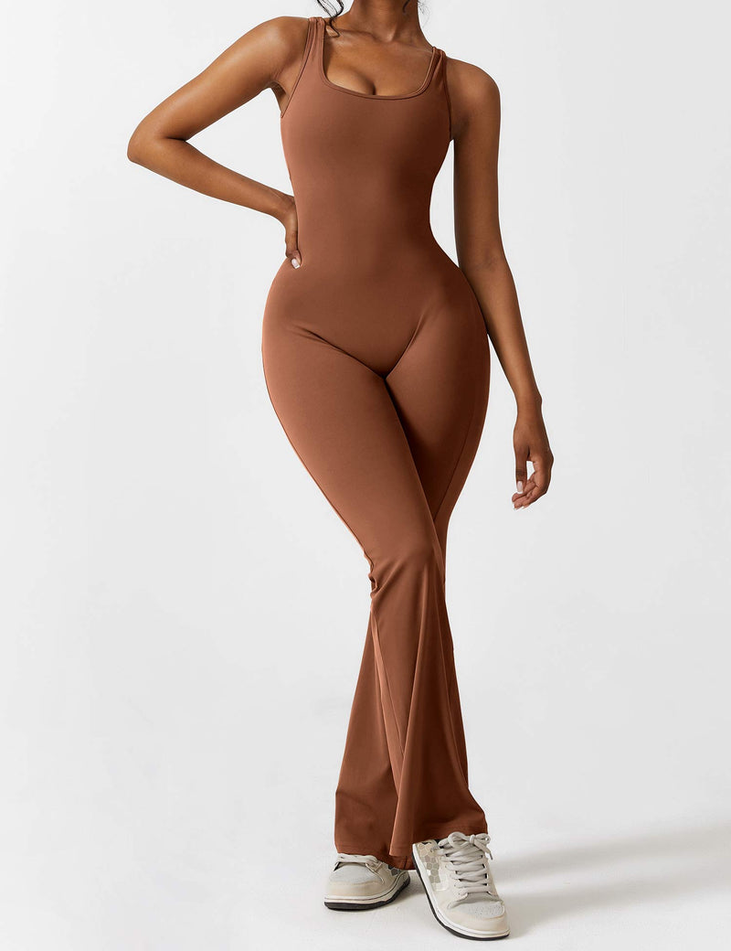 Rückenfrei | V-förmige Taille | Schlaghose | figurformend | elastisch | weich | bequem-Karamell-S-Luzern Mode