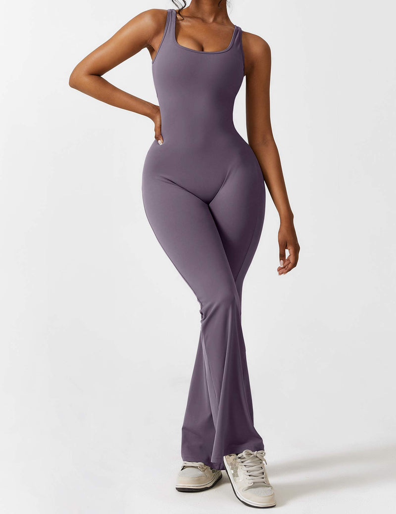 Rückenfrei | V-förmige Taille | Schlaghose | figurformend | elastisch | weich | bequem-Lila-S-Luzern Mode