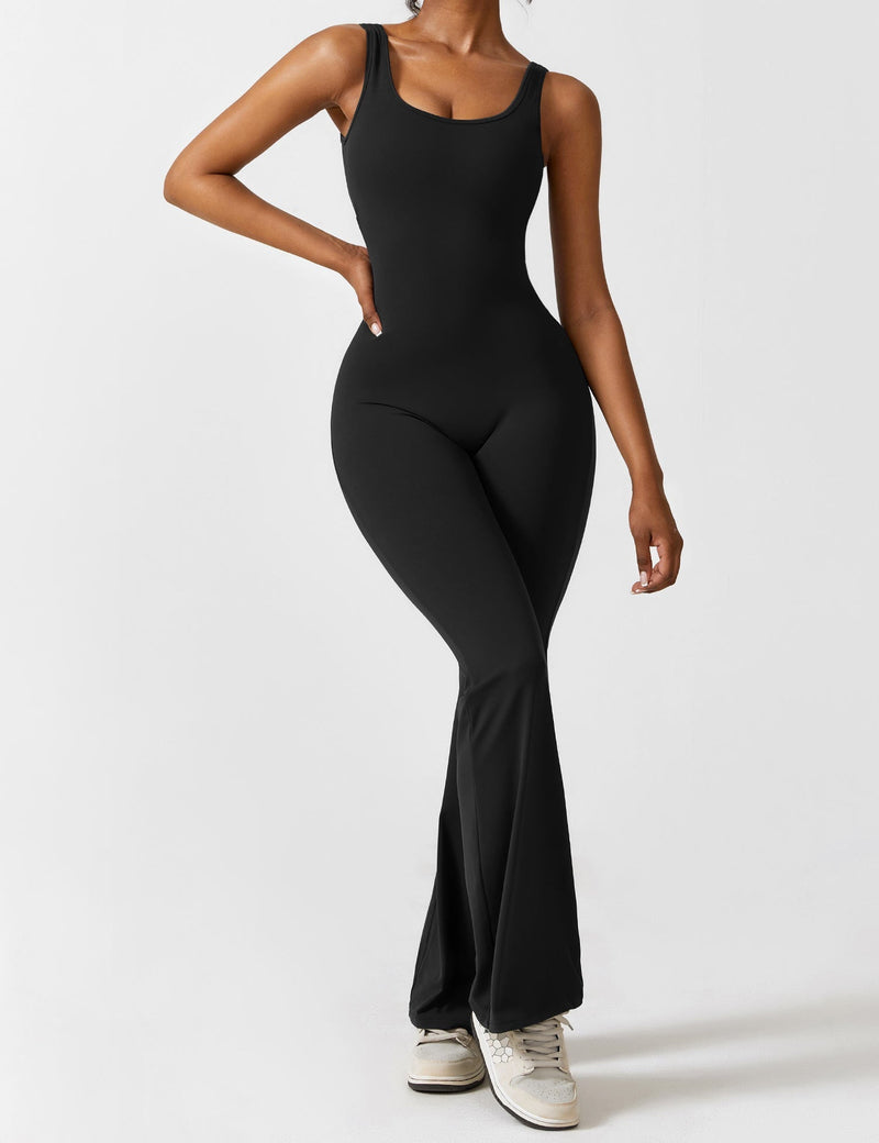 Rückenfrei | V-förmige Taille | Schlaghose | figurformend | elastisch | weich | bequem-Schwarz-S-Luzern Mode