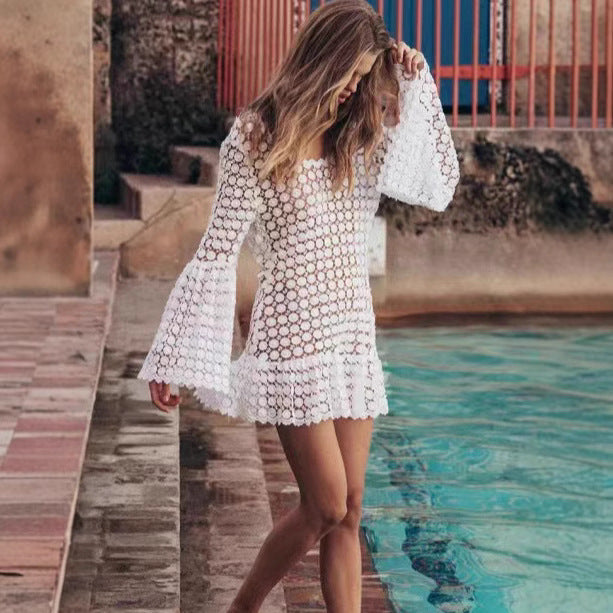 Rückenfreies Minikleid | Sommerkleid Damen | Weiß | Strand | Leicht | Luftig-Luzern Mode