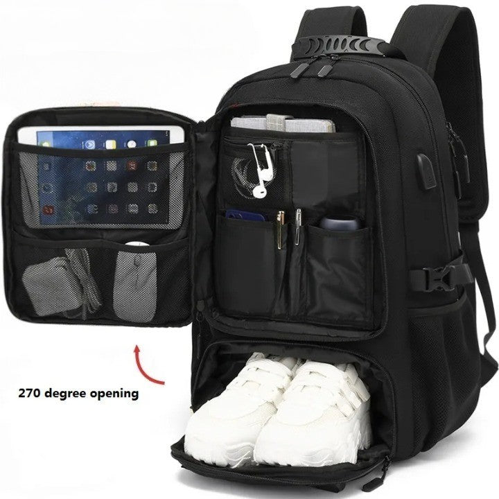 Wasserdichter Laptop-Rucksack mit USB-Anschluss und Schuhfach-Luzern Mode