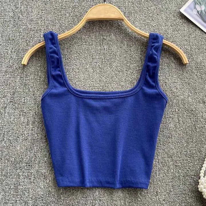 Rugloser Crop-Top in einfarbiger Farbe – Zayra
