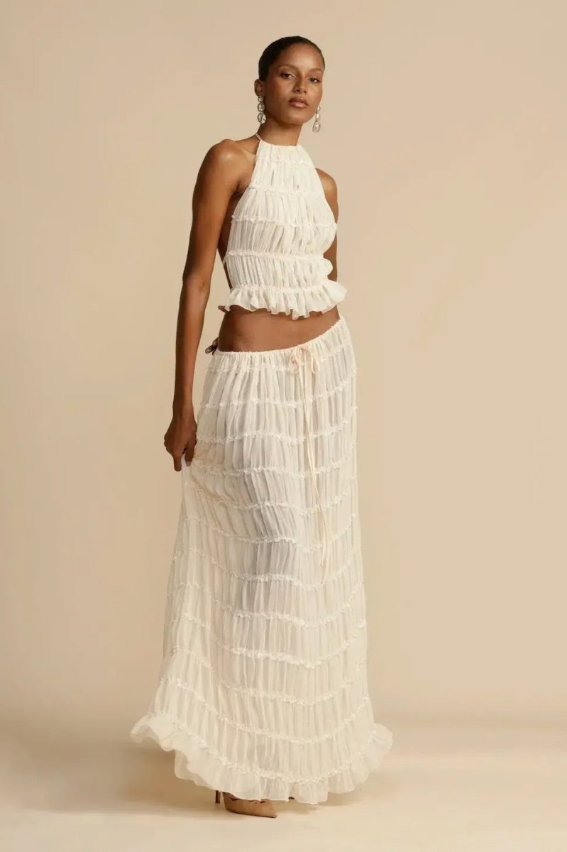 Damen Kleidungsset | 2-teilig | Luftig | Chiffon | Rückenfrei | Ärmellos-Luzern Mode