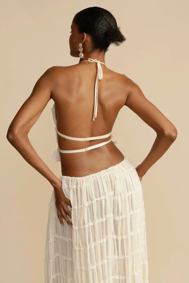 Damen Kleidungsset | 2-teilig | Luftig | Chiffon | Rückenfrei | Ärmellos-Luzern Mode