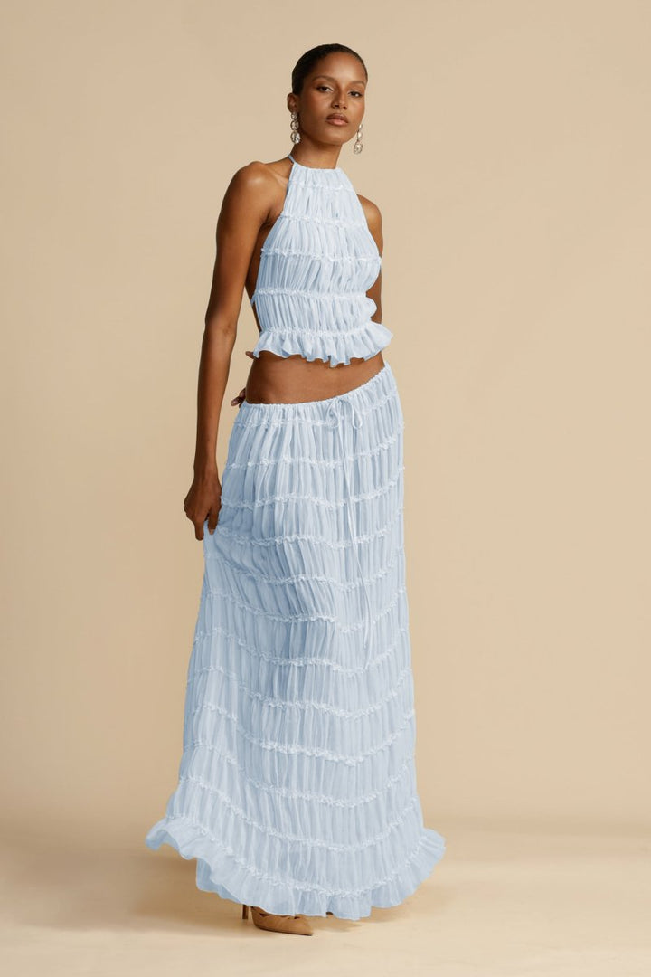 Damen Kleidungsset | 2-teilig | Luftig | Chiffon | Rückenfrei | Ärmellos-Luzern Mode